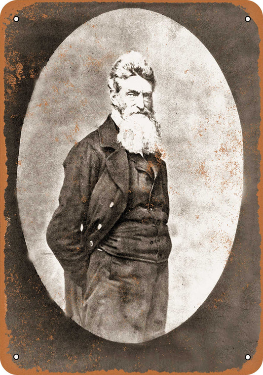 1859 John Brown Portrait - 10x14 Metal Sign - Retro Rusty Look