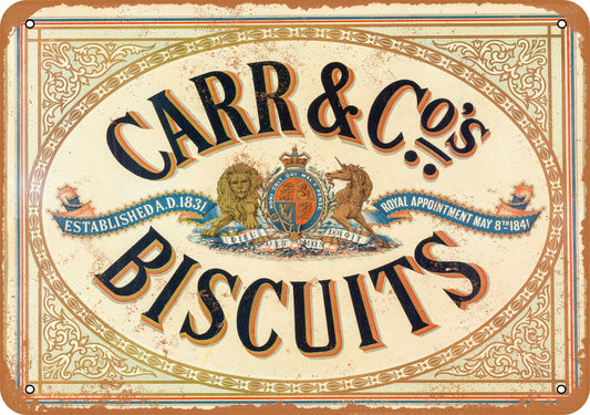 1831 Carr's Biscuits - 10x14 Metal Sign - Retro Rusty Look