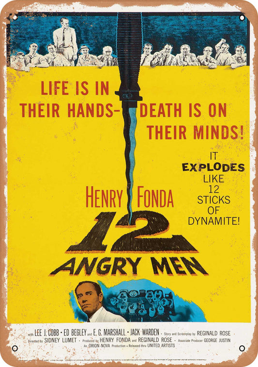 12 Angry Men (1957) - 10x14 Metal Sign - Retro Rusty Look