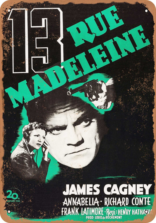 13 Rue Madeleine (1946) - 10x14 Metal Sign - Retro Rusty Look