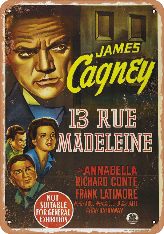 13 Rue Madeleine (1947) - 10x14 Metal Sign - Retro Rusty Look