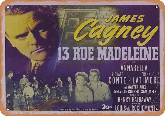 13 Rue Madeleine (1947) 1 - 10x14 Metal Sign - Retro Rusty Look