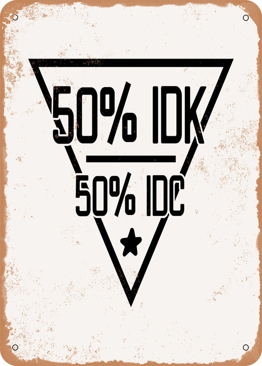 0% Idk0% Idc  - 10x14 Metal Sign - Retro Rusty Look